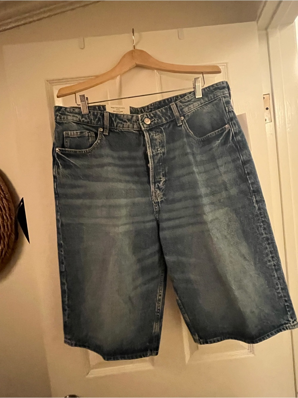 Blue Denim Loose Fit Bermuda Shorts - Classic Washed Look
